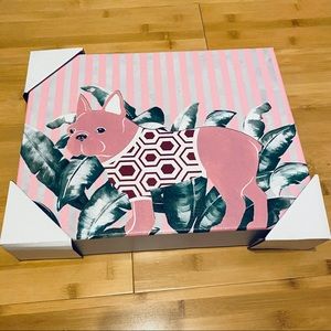 Pink Preppy Boston Terrier Canvas Art